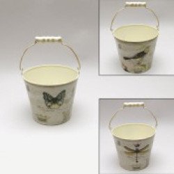 Cubo portatiestos chapa mariposa-pajaro ø12x10x19 cm.