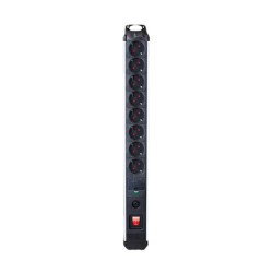 Base multiple de aluminio 8 tomas con 1.5 mt de cable y con interruptor