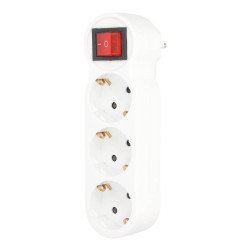 Base enchufable tres salidas c/interruptor