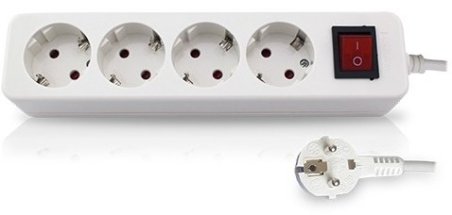 Base multiple 4 tomas con 1.5 mt de cable y con interruptor