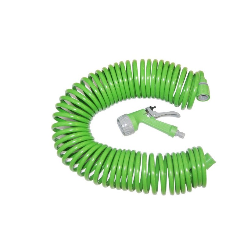 Kit riego manguera espiral 7.5mt c/pistola