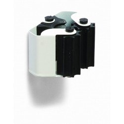 Cuelga escobas simple con rodillos lacado blanco adhesivo y tornillos